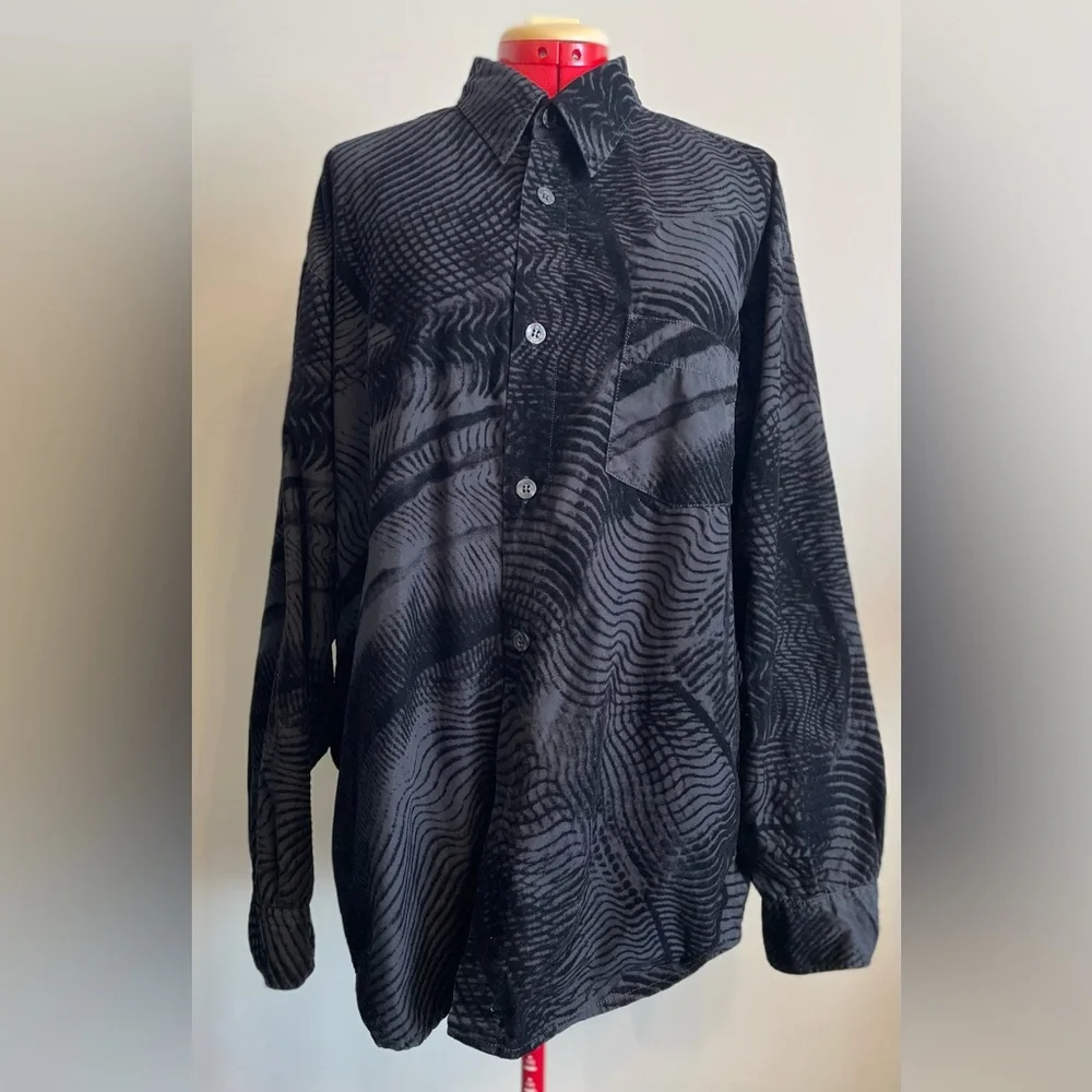 Signum - cotton blend Black button up dress shirt Size Large - Picture 2 of 3